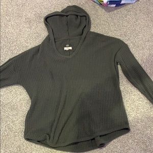 green long sleeve shirt with hoodie